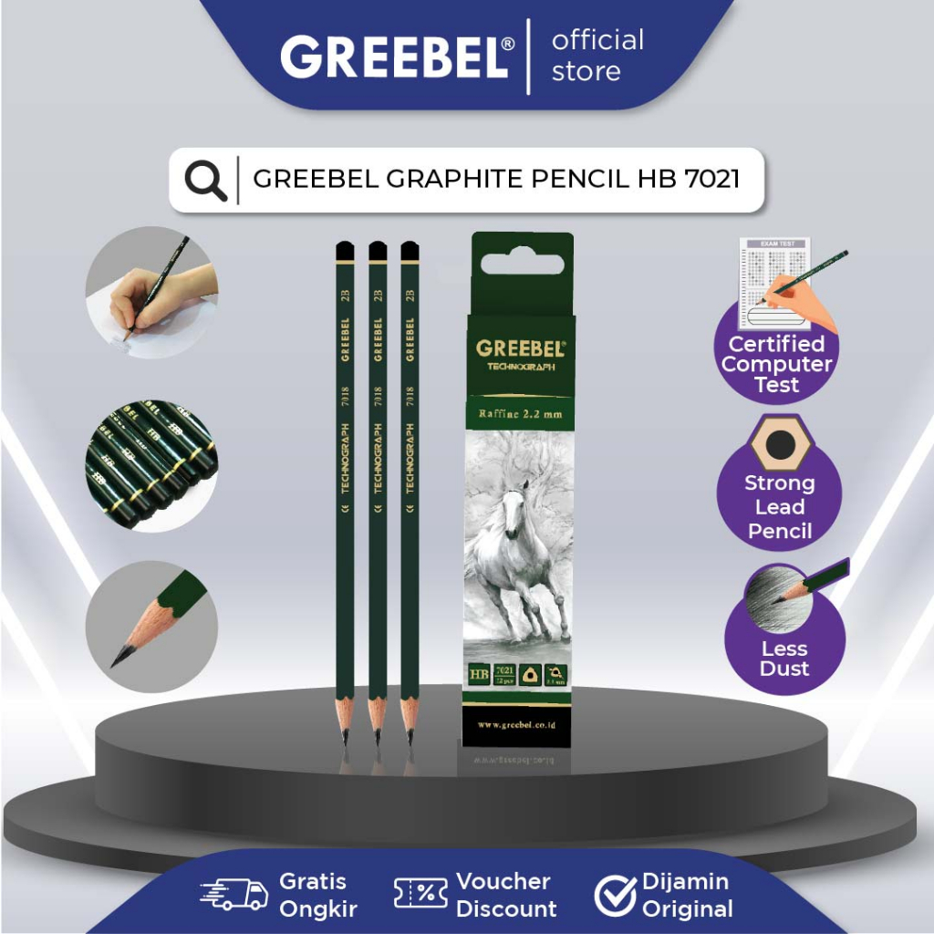 Jual GREEBEL Pensil Pencil Kayu/ Graphite/Grafit 7021 HB TRIANGULAR Tdk ...