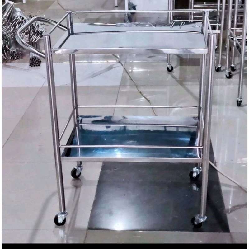 Jual meja instrumen/trolly 2 rak susun stainless | Shopee Indonesia