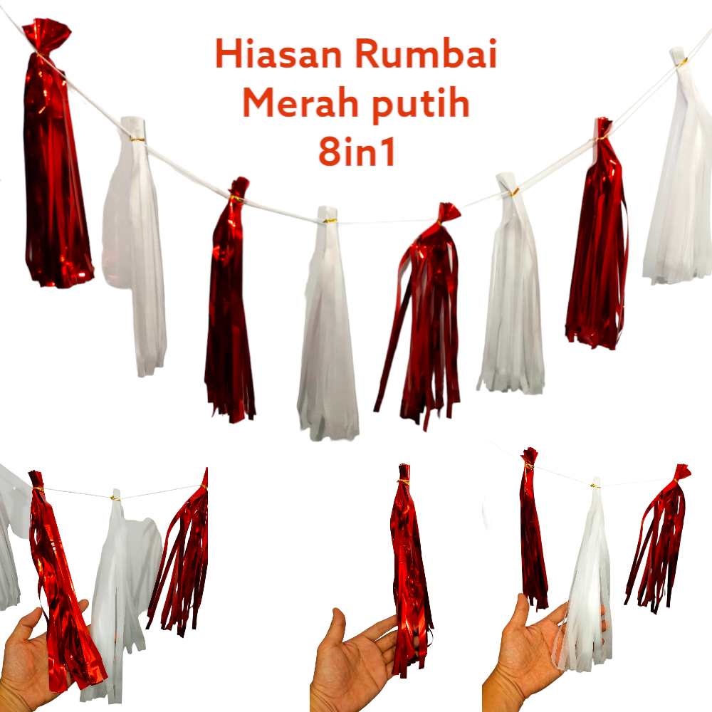Jual Rumbai Tassel Tessel Kertas Tisu Merah Putih BackGround Banner ...