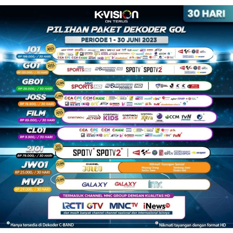 Jual PAKET KVISION DEKODER GOL GARDINIER OPTUS 30HARI | Shopee Indonesia