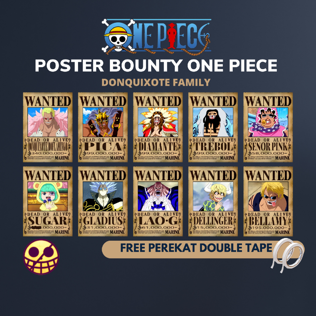 Jual Poster Bounty One Piece Terbaru Set Kru Komplit Mugiwara Ukuran A Dekorasi Dinding