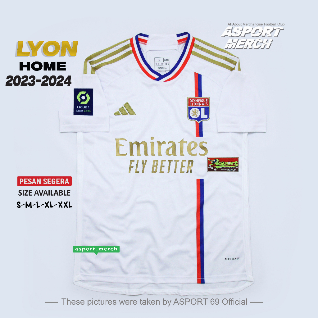 Jual JERSEY BOLA LYON HOME TERBARU 2023 2024 SOCCER JERSEY LYON 23 24