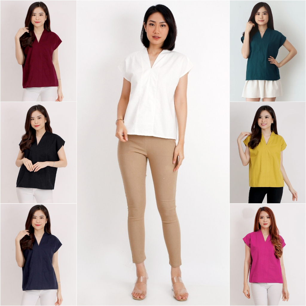 Jual Blus basic polos jumbo blouse casual big size bahan katun BA92F ...