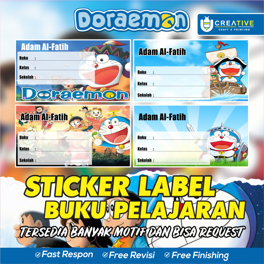 Jual Sticker / Label Buku Pelajaran Bisa Custom Nama (Isi 20pcs) Tema ...