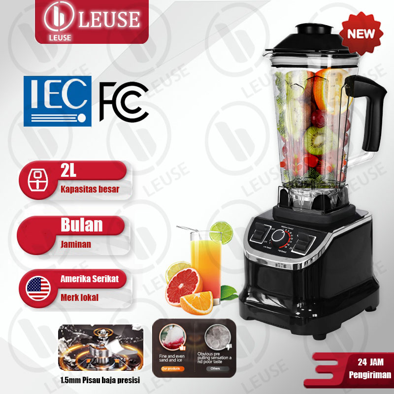 LEUSE Blender Sayur-Mayur/plastik Berkualitas Tinggi/Multifungsi Blender 220V 6 Pisau chopper Juicer Multifungsi 2L