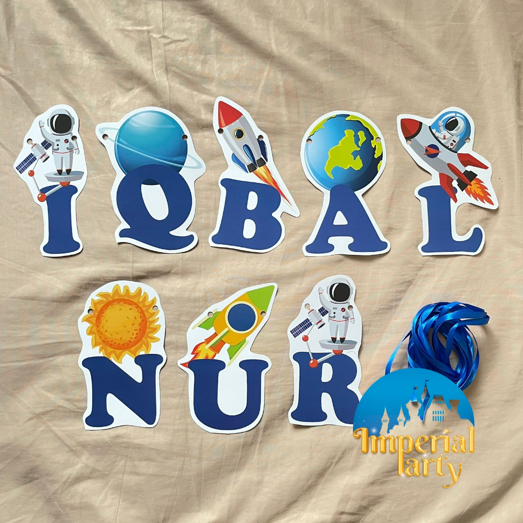 Jual Custom Bunting Flag Banner Huruf Astronaut Space Planet | Shopee ...