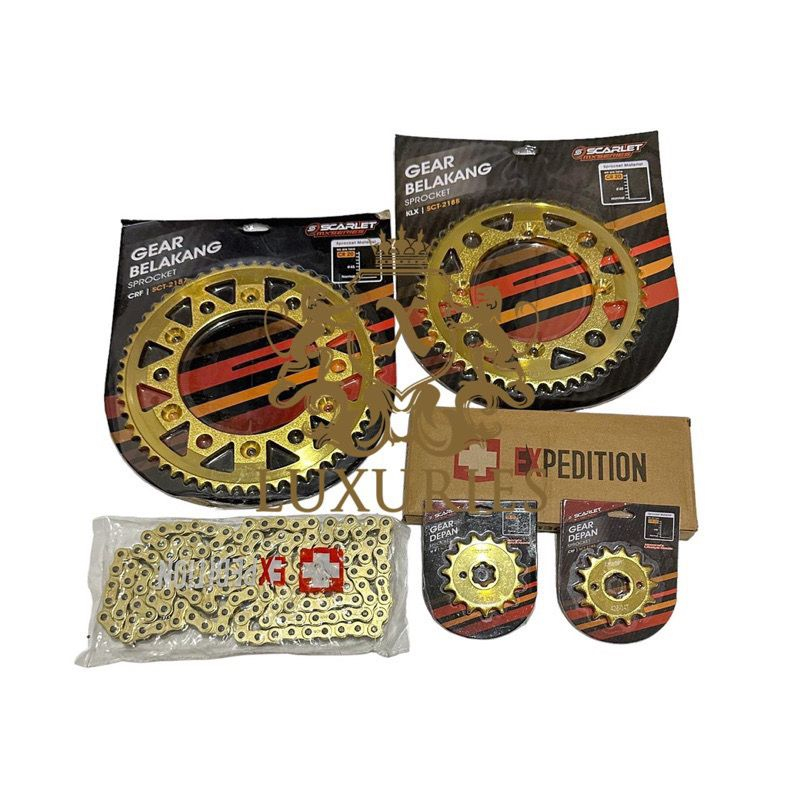 Jual SCARLET RACING- Gear Set CRF 150L Plus Rantai Expedition Gold ...