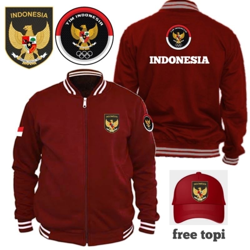 Jual Jaket Hoodie Varsity Timnas Indonesia Terbaru Gratis Topi Katun