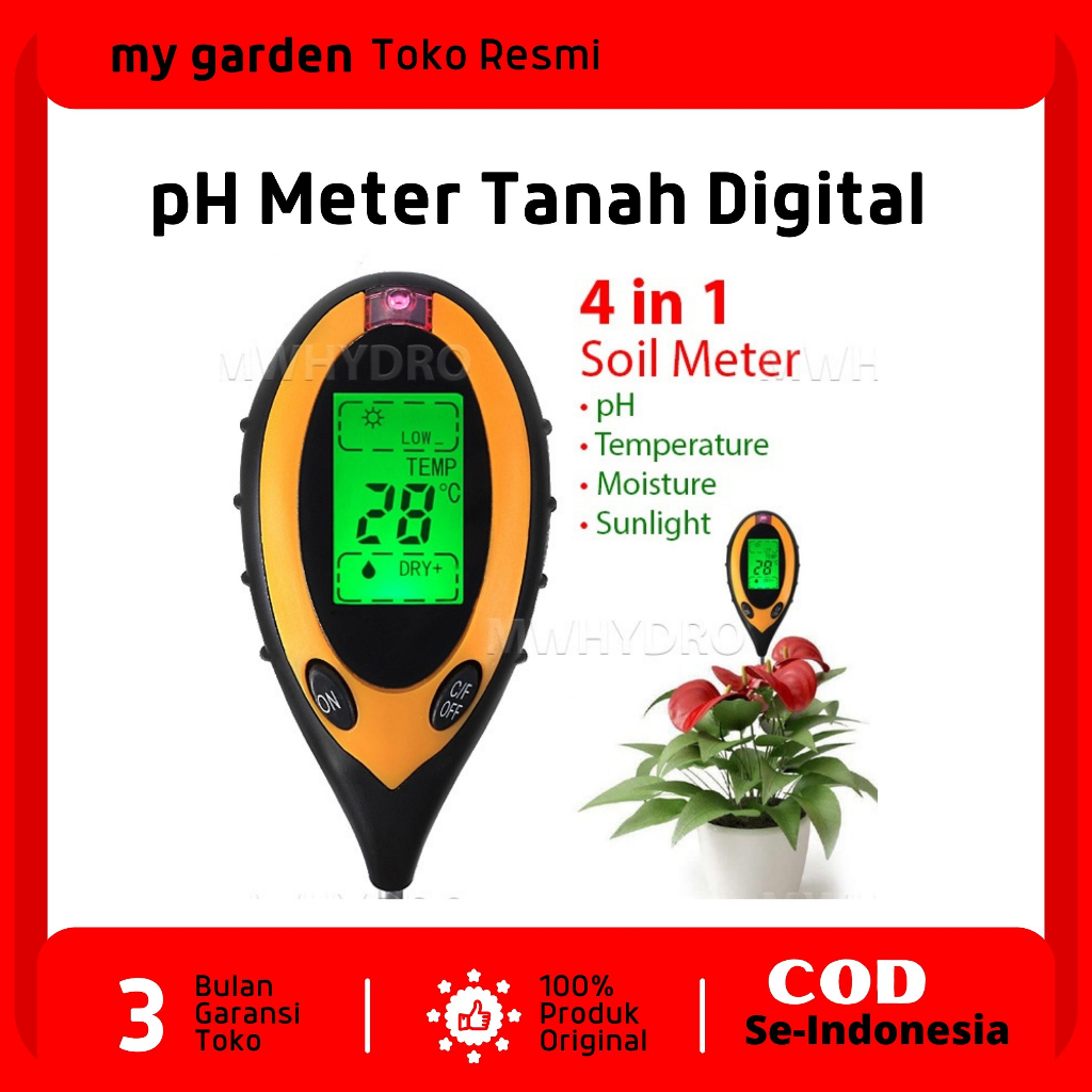 Jual pH Meter Tanah Digital / Soil Analyzer Original Shopee Indonesia