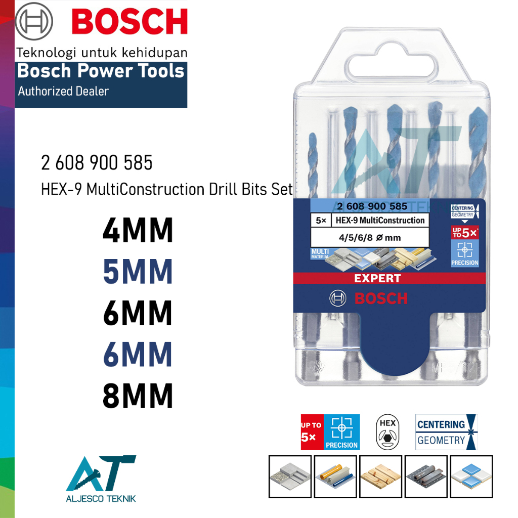 Jual BOSCH HEX-9 MATA BOR MULTI CONSTRUCTION SET 5 PCS 4-8MM – MULTI ...