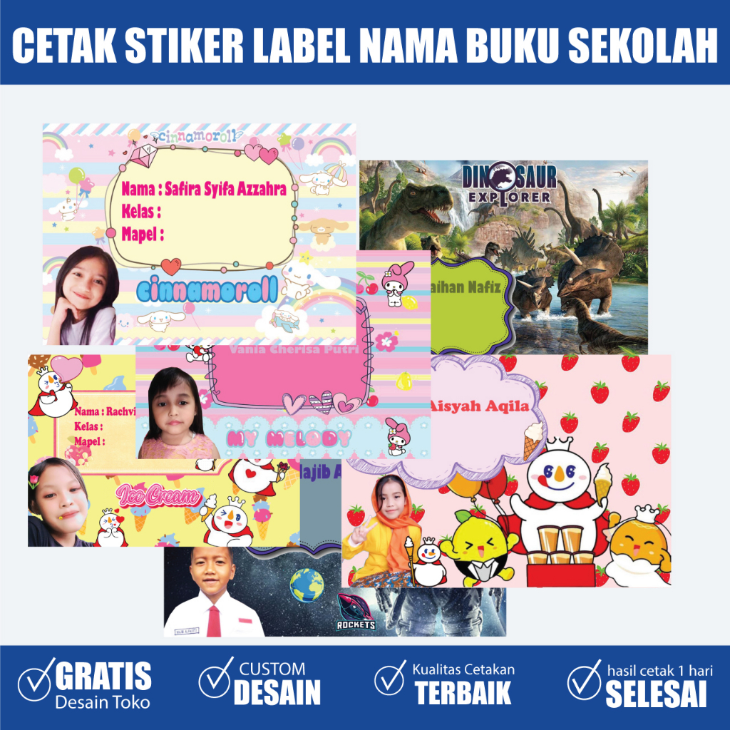 Jual Stiker Label Nama Untuk Buku Sekolah 1 Hari Selesai Request Desain