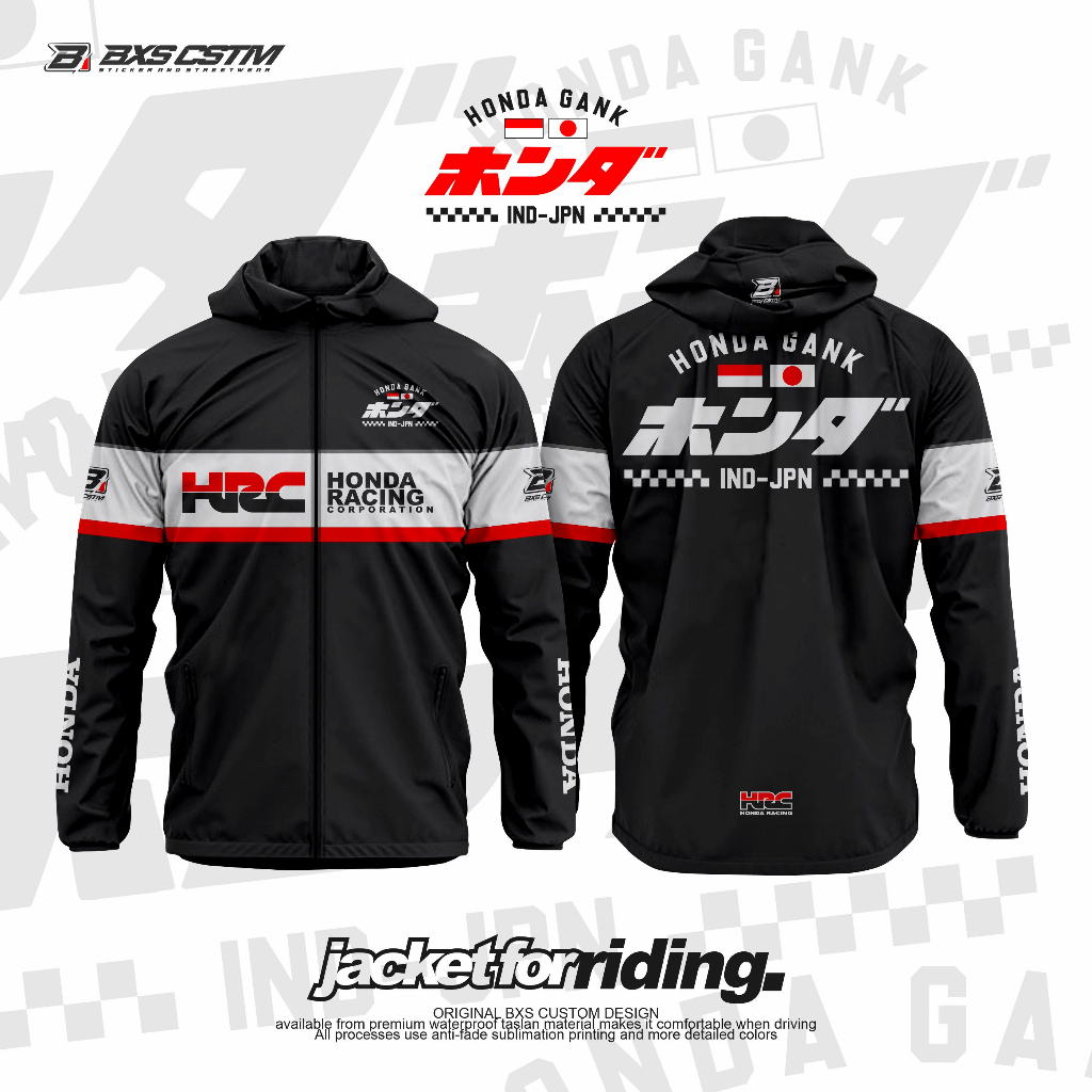 JAKET HRC HONDA RACING JACKET HONDA GANK PREMIUM WATERPROOF CBR SONIC VARIO  BEAT PCX ADV CB GL