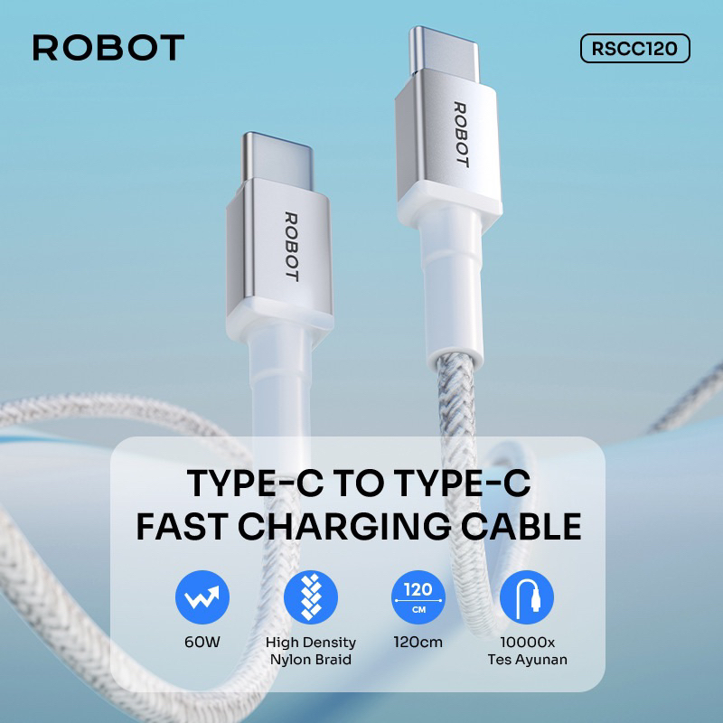 Jual (ROBOT RCC) Kabel Data Usb Type C To C PD Super Fast Charging 60W ...