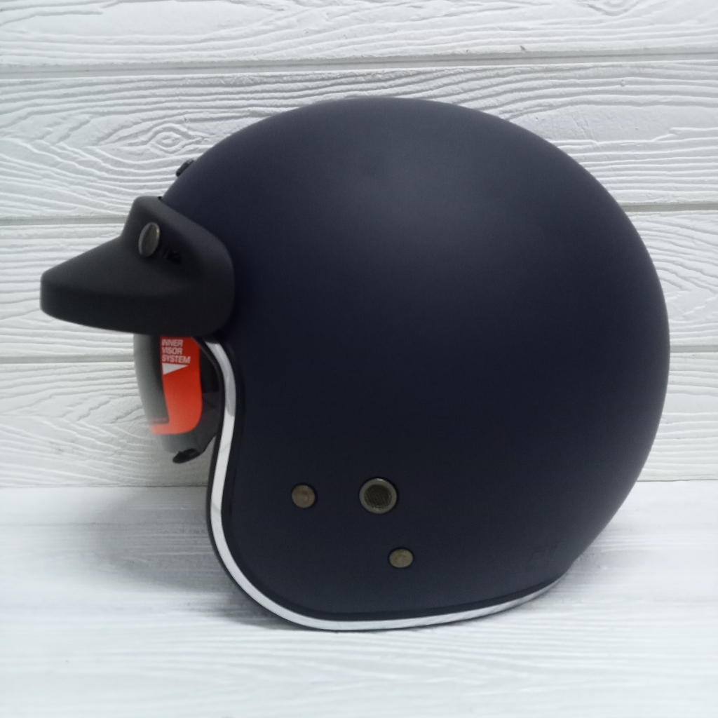 Jual HELM BOGO RETRO NJS NX2 NX-2 SOLID BLUE NAVY DOFF FREE PET