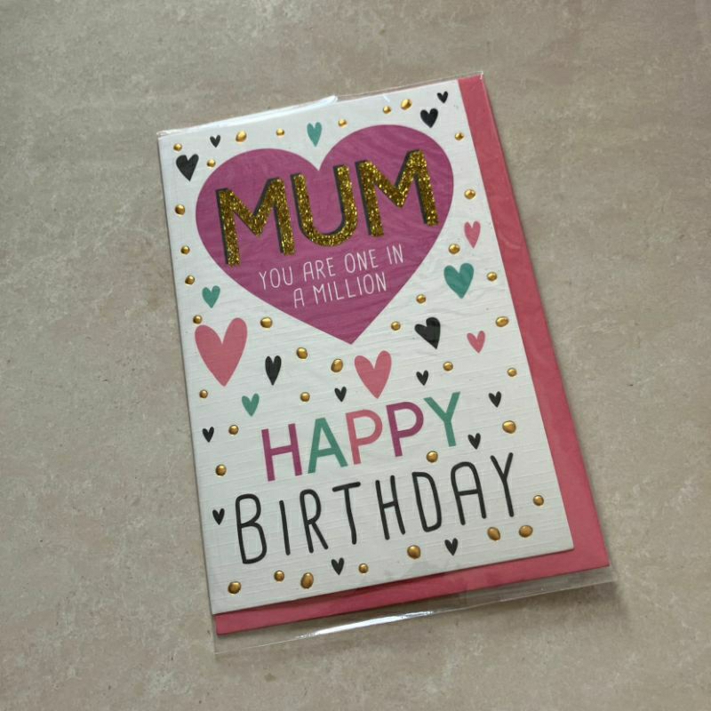 Jual Happy Birthday Mother Card Happy Birthday Mom Card Pink Heart Shopee Indonesia