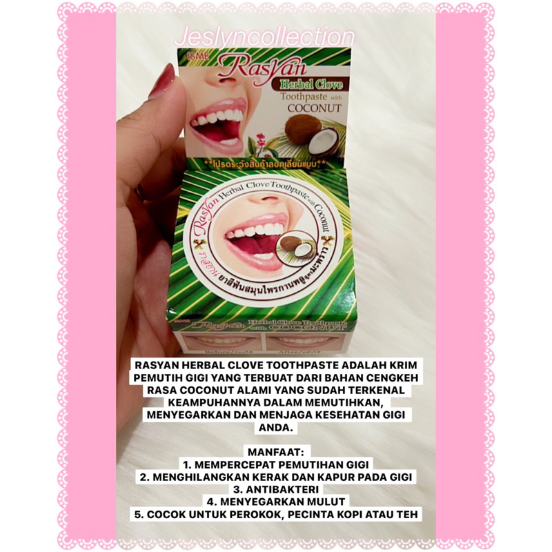 Jual RASYAN HERBAL CLOVE TOOTHPASTE WITH COCONUT ORIGINAL THAILAND