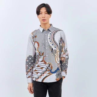 M231 Kemeja Pria Batik Panjang Abu 3062A