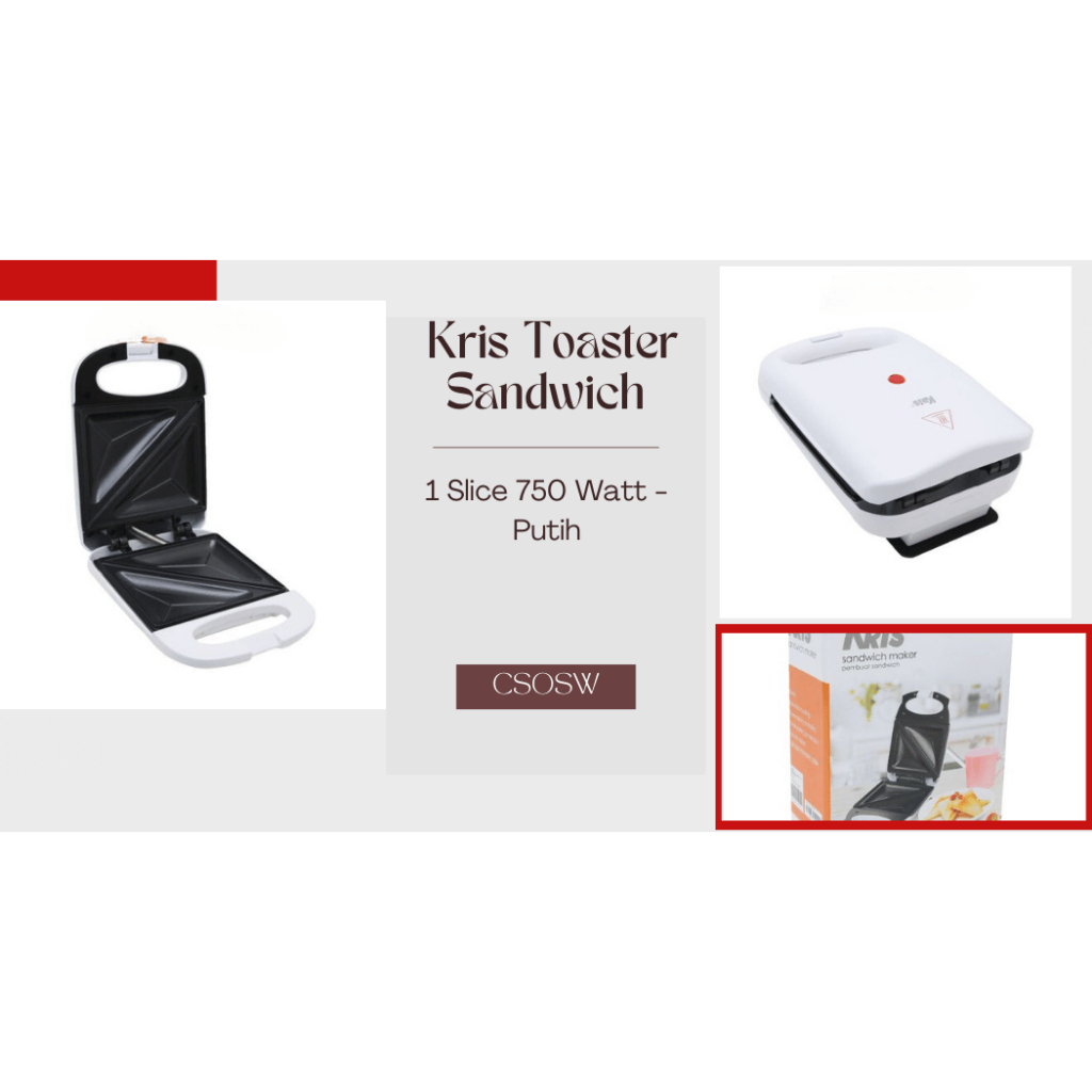 Jual Kris Toaster Sandwich 1 Slice 750 Watt - Putih Bread Toaster Alat ...