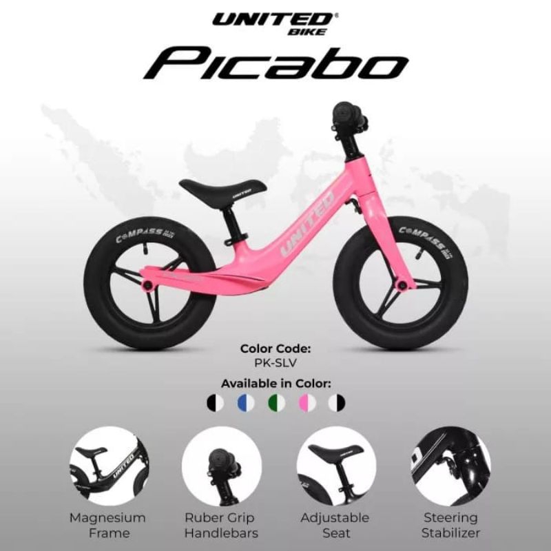 Jual PUSHBIKE BALANCE BIKE UNITED PICABO 2023 12 INCH NEW FRAME