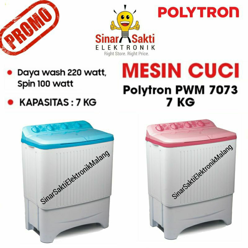 Jual Mesin Cuci 2 Tabung Polytron 7 Kg PWM 7073 PWM7073 7kg Low Watt ...