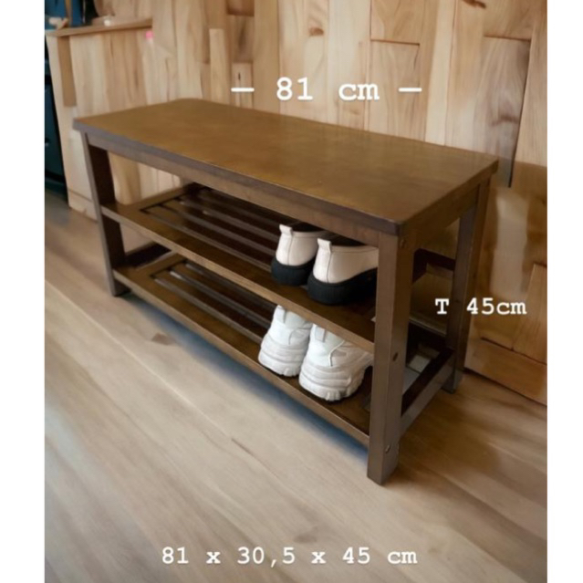 Jual bangku rak sepatu kayu 2 tingkat rak sepatu kursi duduk minimalis ...