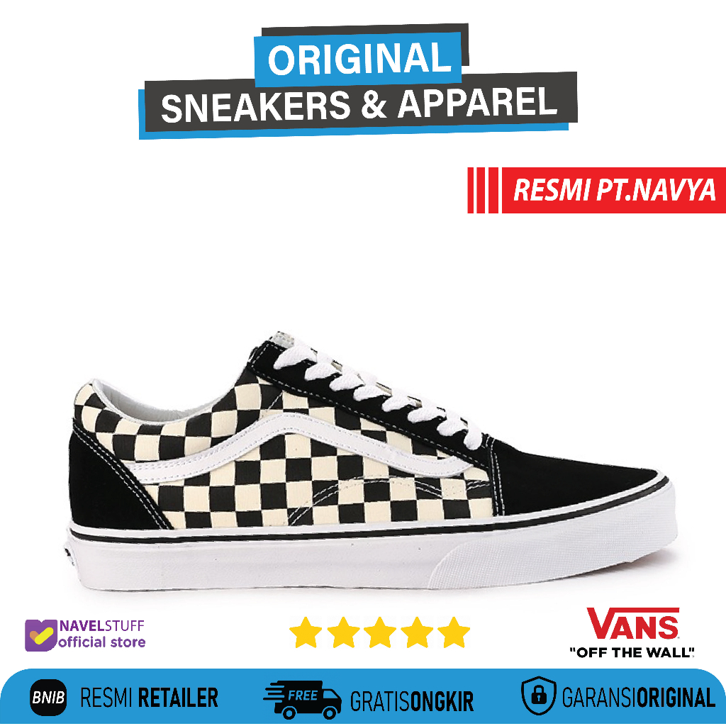 Jual Vans Old Skool Classic Primary Checkerboard Black White Sepatu