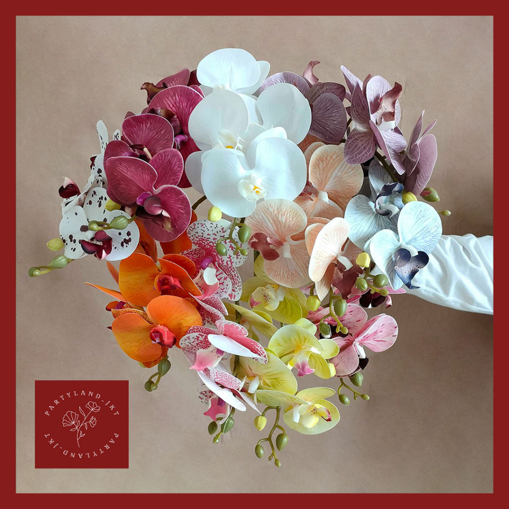 Jual Artificial Flower Baby Orchids 5 Head Bunga Anggrek Latex Palsu