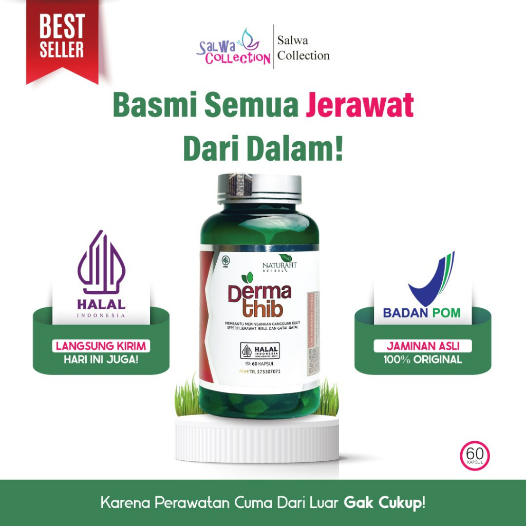 Jual Dermathib Obat Jerawat Kulit Gatal Gatal Isi 60 Kapsul Halal Pom