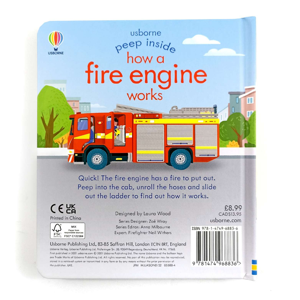 Jual ORIGINAL Usborne Peep Inside How a Fire Engine Works - Leon Books ...