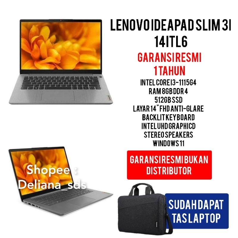Jual Laptop Lenovo Ideapad 3 14itl6 Intel I3 1115g4 8gb 512gb Ssd