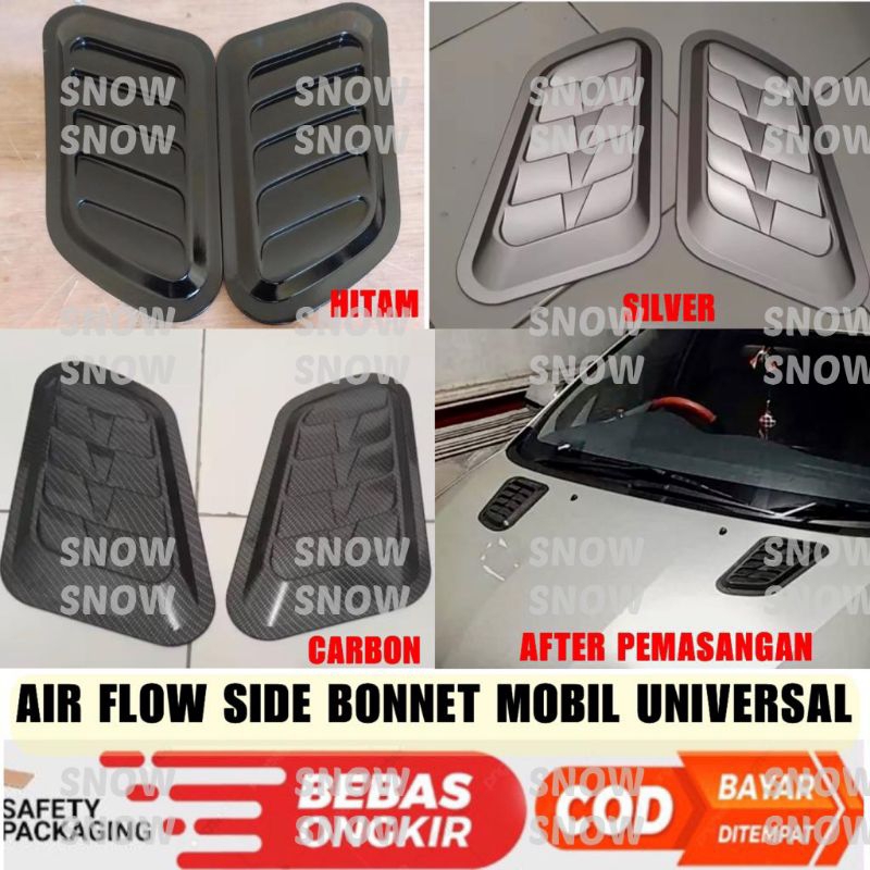 Jual Air Scoop Intake Flow Turbo Side Bonnet Silver Hitam Carbon Mobil ...