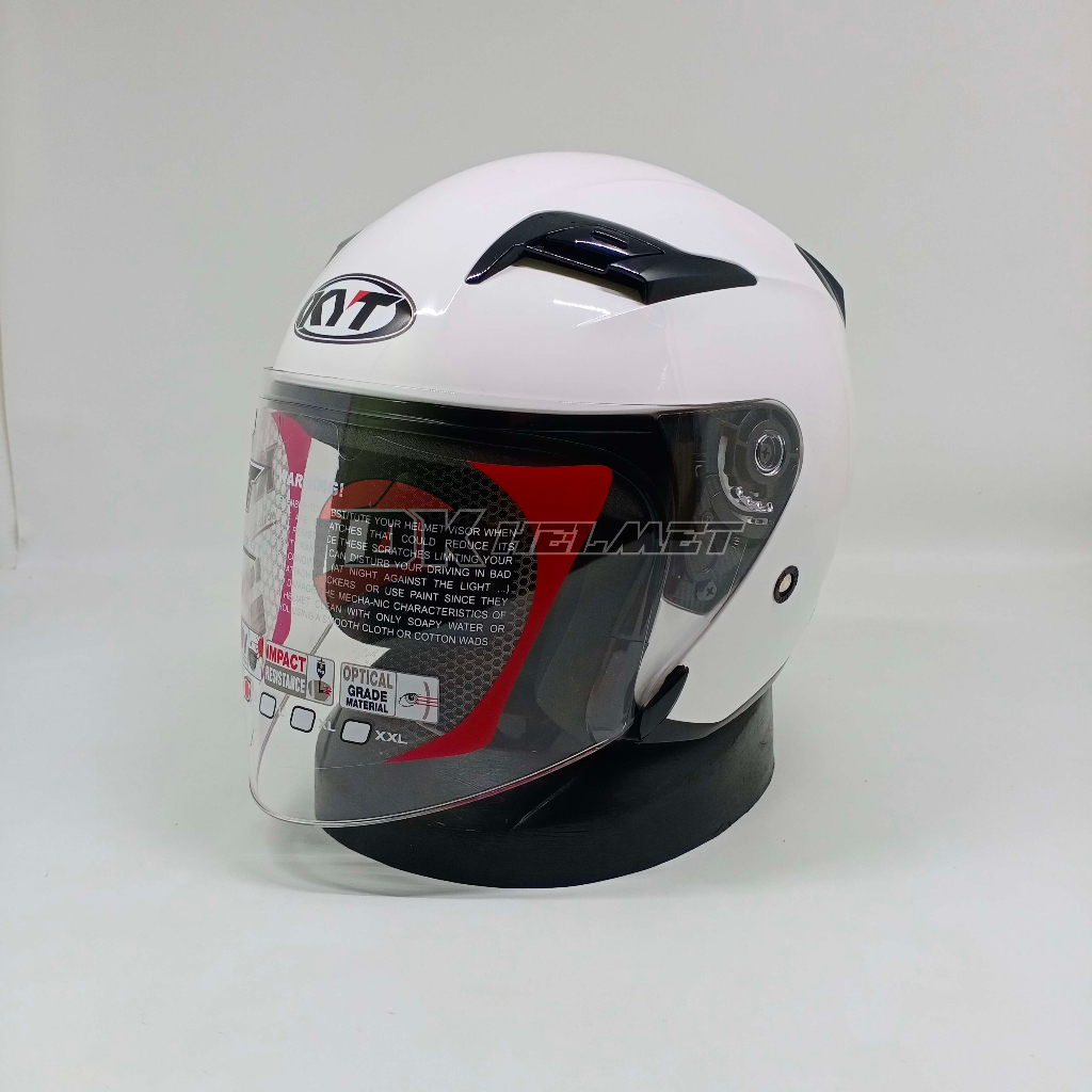 Jual HELM HALF FACE KYT VENOM OPEN JUNIOR SOLID WHITE GLOSSY HELM ANAK