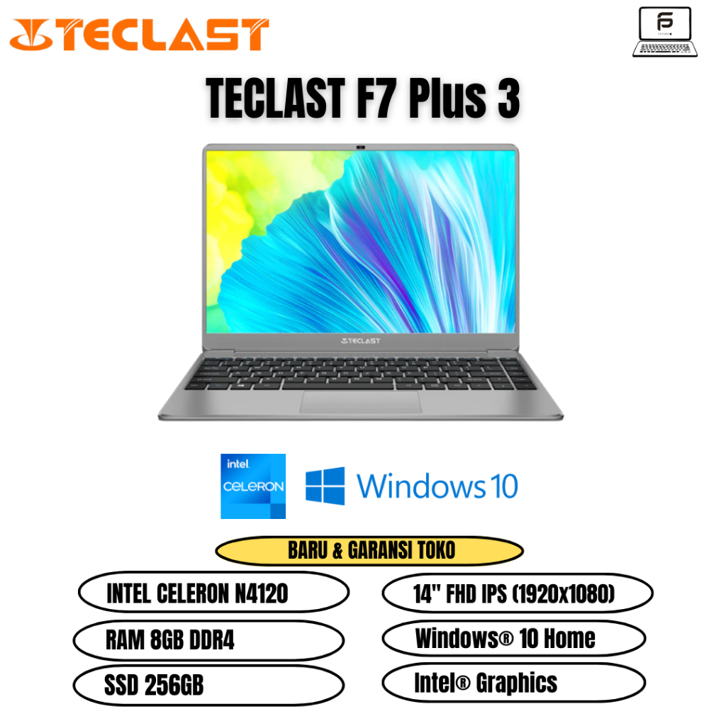 Jual LAPTOP TECLAST F7 PLUS 3 N4120 QUADCORE 8GB 256SSD W10PRO