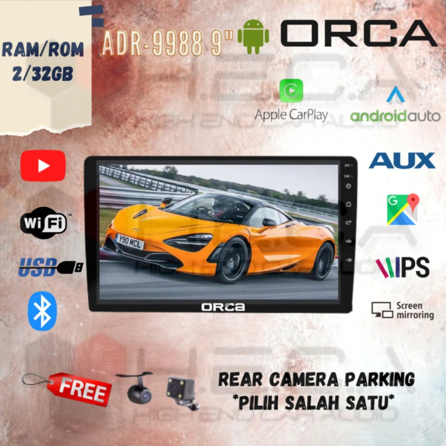 Jual ORCA ADR9988 Android 9 inch Head Unit 2/32GB Double Din 9" ADR