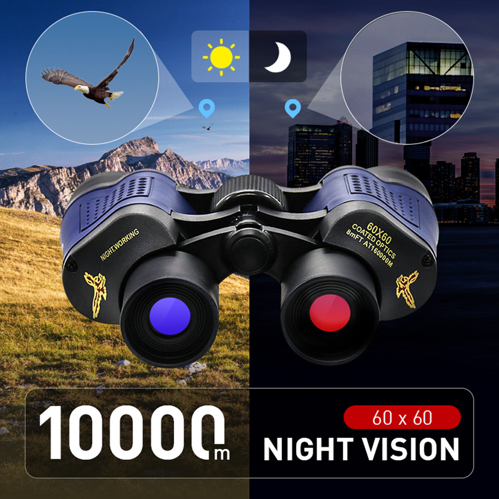 60X60 80*80 Teropong Binocular Outdoor Teleskop Kejelasan Tinggi Teropong Hd 10000M Daya Tinggi untuk Berburu Luar Ruangan Optik Night Vision teropong Tetap Teropong Binocular Outdoor