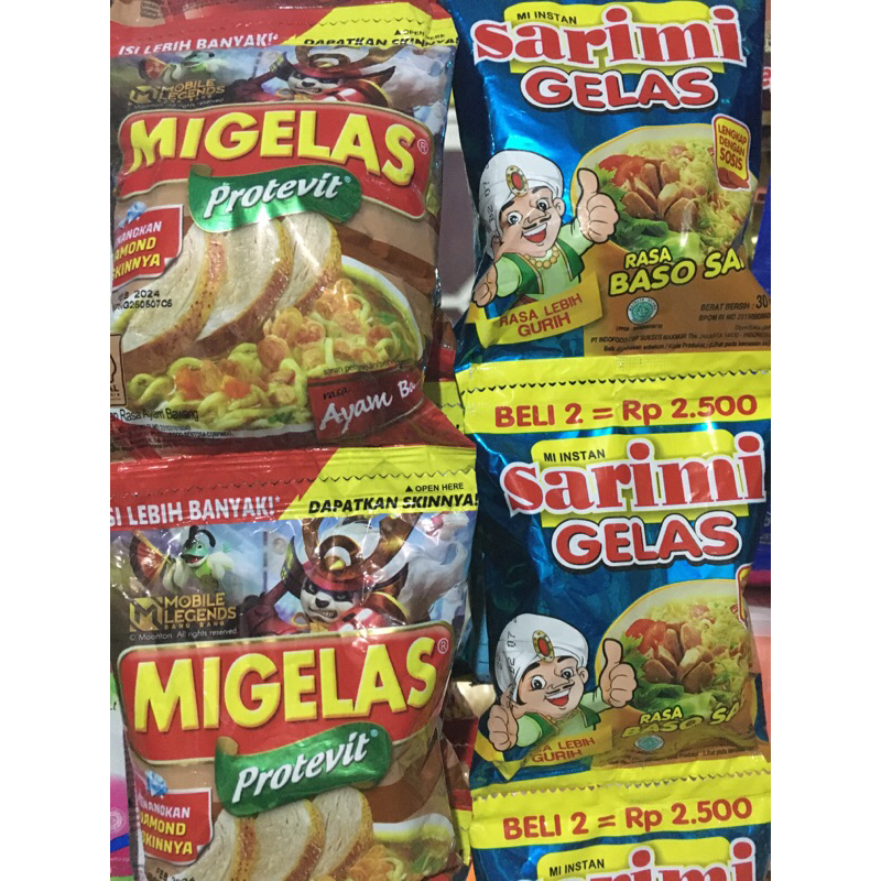 Jual Sarimi Migelas Baso Sapi Ayam Bawang Renceng Shopee Indonesia