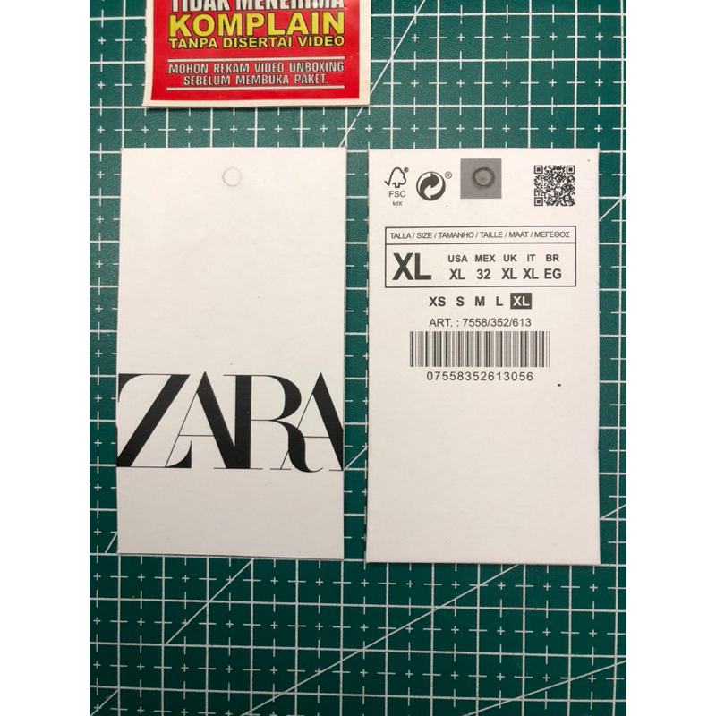 Jual ZARA TAG HANGTAG BARCODE SUPER PREMIUM CO 1X DI KIRIM 600PCS