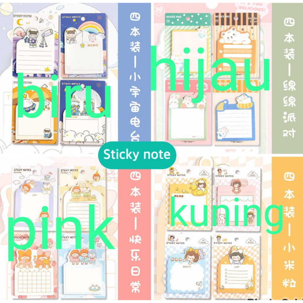 Jual MM Sticky Note Motif Kartun Lucu Sticky Notes Penanda Halaman 40 ...