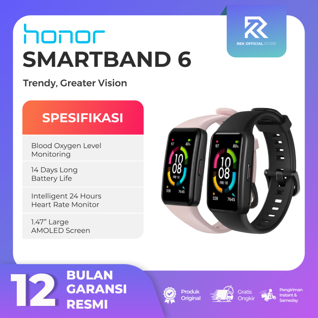 Jual Huawei HONOR Band 6 NFC AMOLED SPO2 Smartband - Smart Watch Band 6 ...