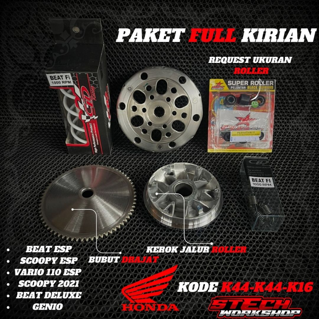 Jual Paket Upgrade Cvt Beat Fi Rumah Roller Beat Fi Esp Scoopy Fi Esp Mangkok Kampas Ganda Per