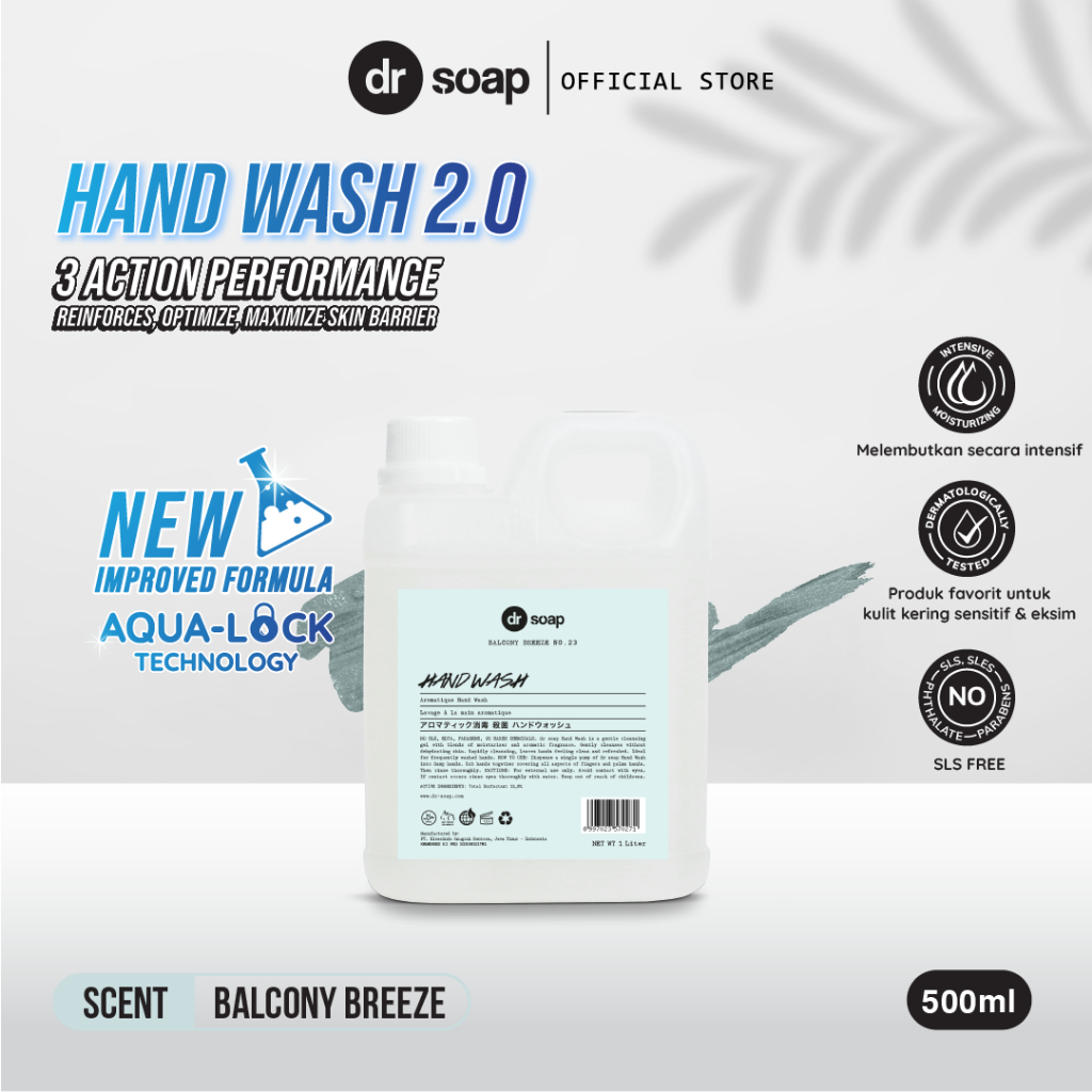 Jual dr soap Hand Wash (Balcony Breeze) 1 Liter Sabun Cuci Tangan Kulit Sensitif