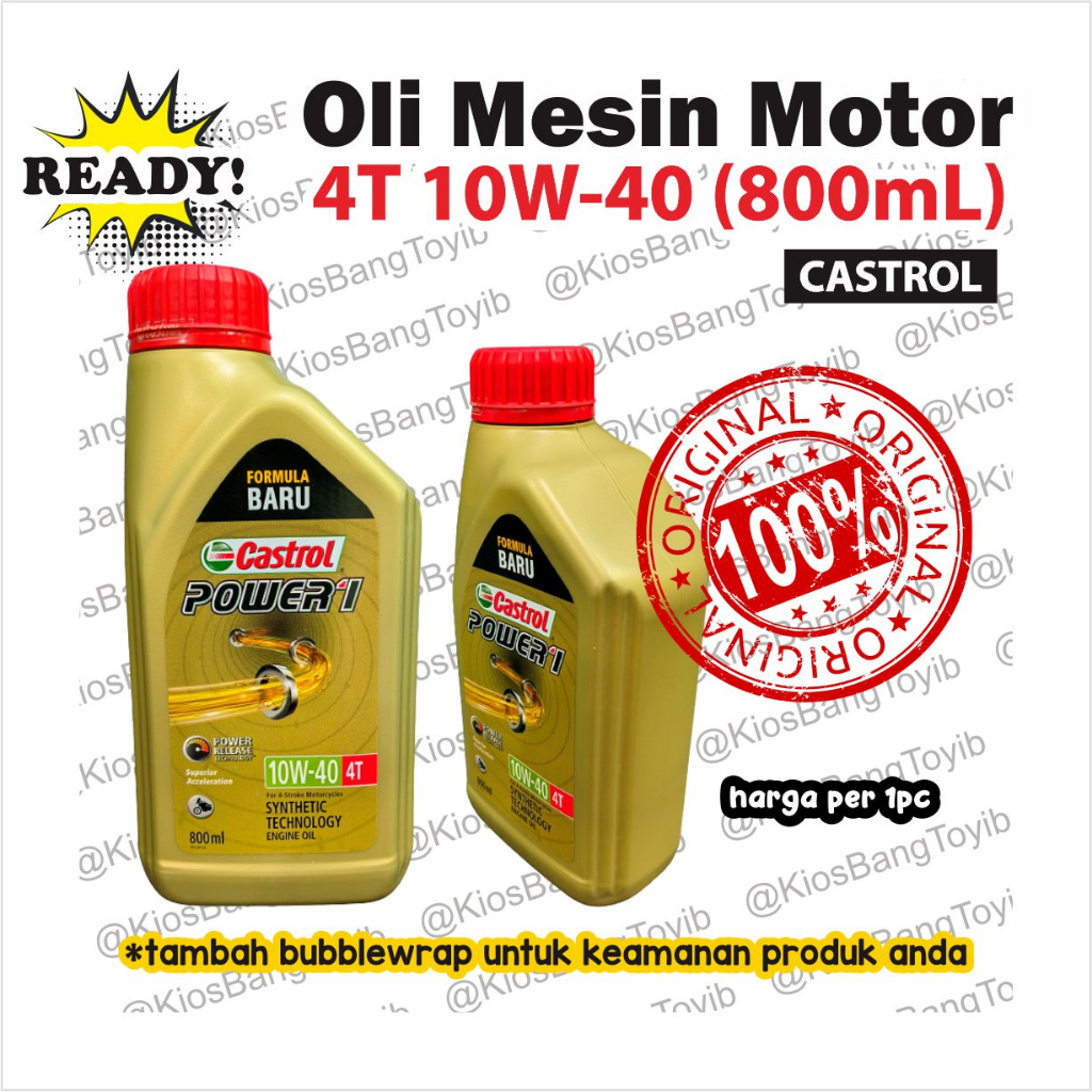 Jual Oli Mesin Motor CASTROL POWER1 Gold 4T SAE 10W-40 ORIGINAL 800mL ...