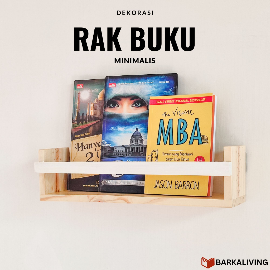 Jual Rak Buku Dinding Minimalis Gantung Wooden Wall Hanging Book Rack