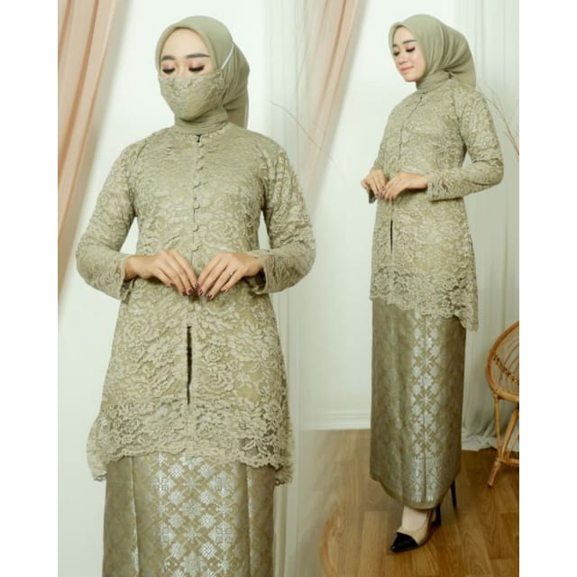 Jual Ready Set Kancing Songket Modern//Seragam Pesta Termurah/kebaya
