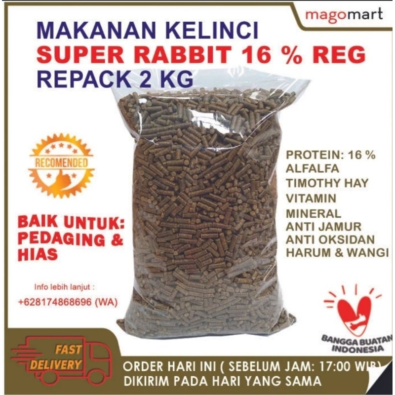 Jual SUPER RABBIT 16% REG REPACK 1 KG SETARA VITAL SKR MAKANAN KELINCI ...
