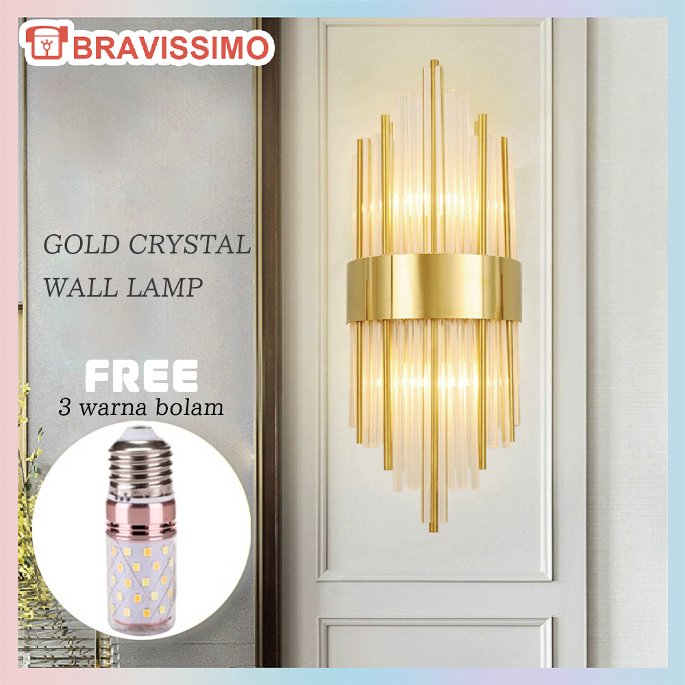 Jual ⭐Bola lampu gratis⭐Lampu Dinding Kristal 3 warna LED Minimalis