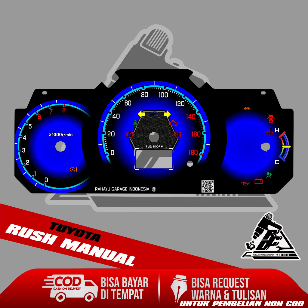 Jual papan speedometer custom rush manual panel spido meter custom rush ...
