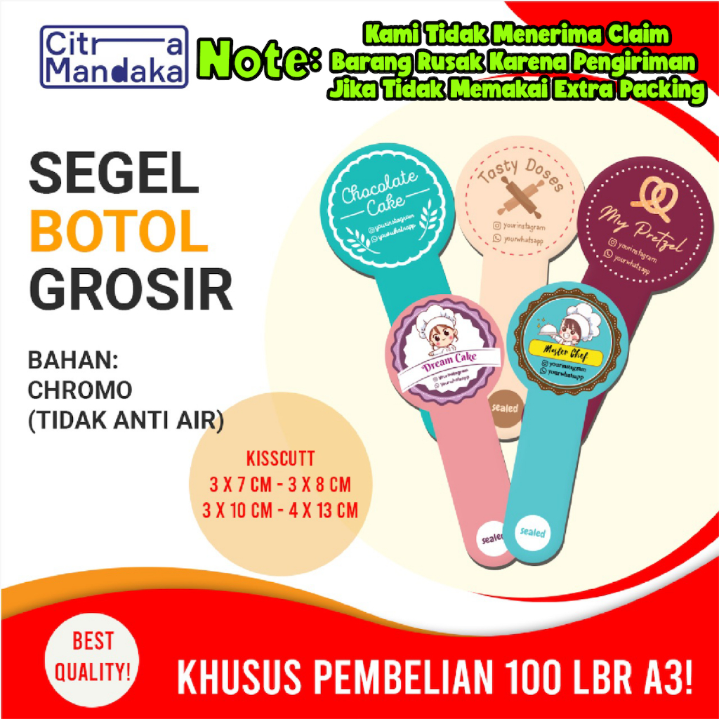 Jual Stiker Segel Botol Chromo Grosir A3 Sticker Toples Kue Makanan ...