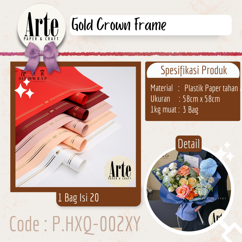 Jual Dck 20 Lembar Cellophane Frame Tebal Gold Crown Sinowrap Ori ...