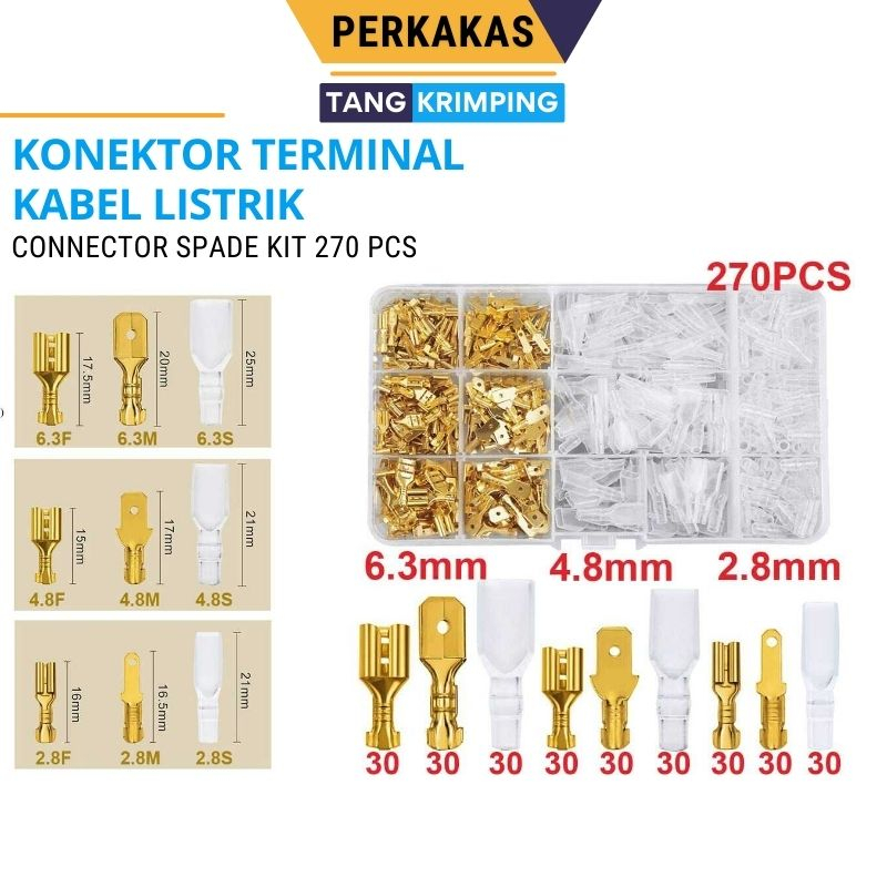 Jual Terminal Konektor Sambungan Kabel Listrik Wire Crimp Connector Spade Kit Pcs Shopee